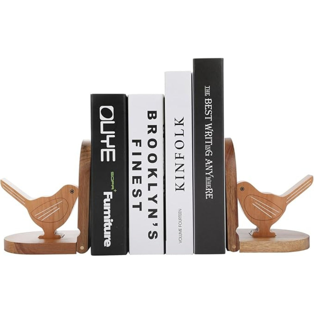 Sparrow Bird Wooden Multi-Use Bookends — size and scale reference