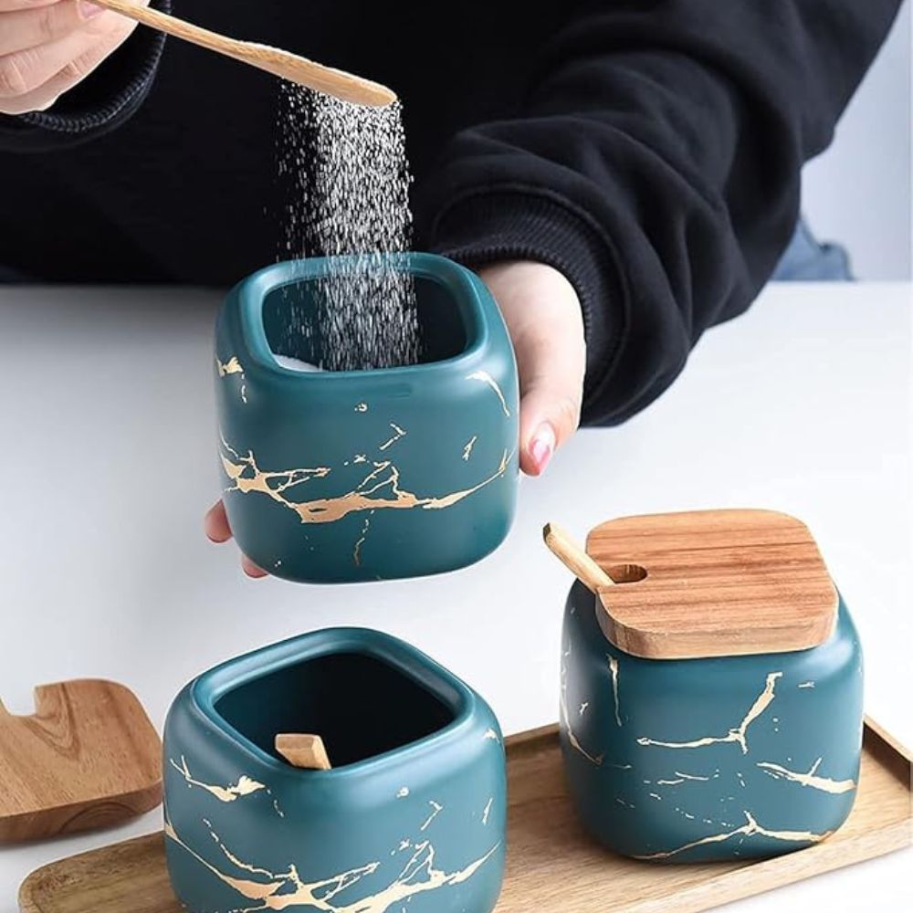 Royal Vein Porcelain Spice Jar Set — product in use