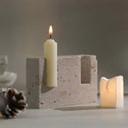Dual Travertine Taper Candle Holder — product detail view