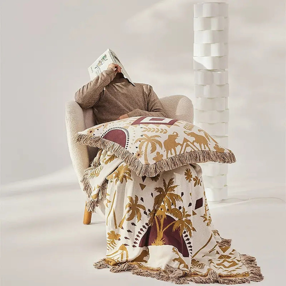 Azura Boho Geometric Knit Blanket — product detail view