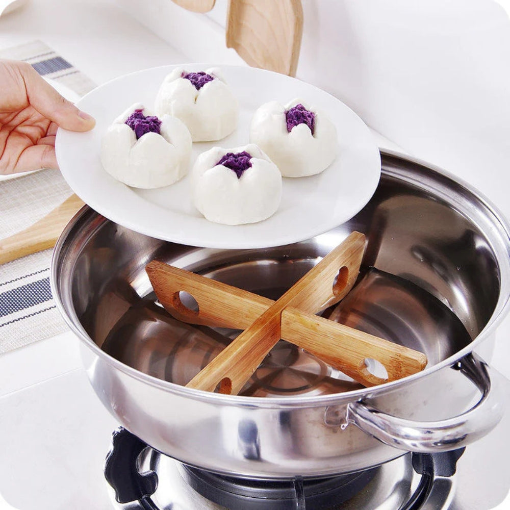 Bamboo Pot Stand & Steam Rack — product in use