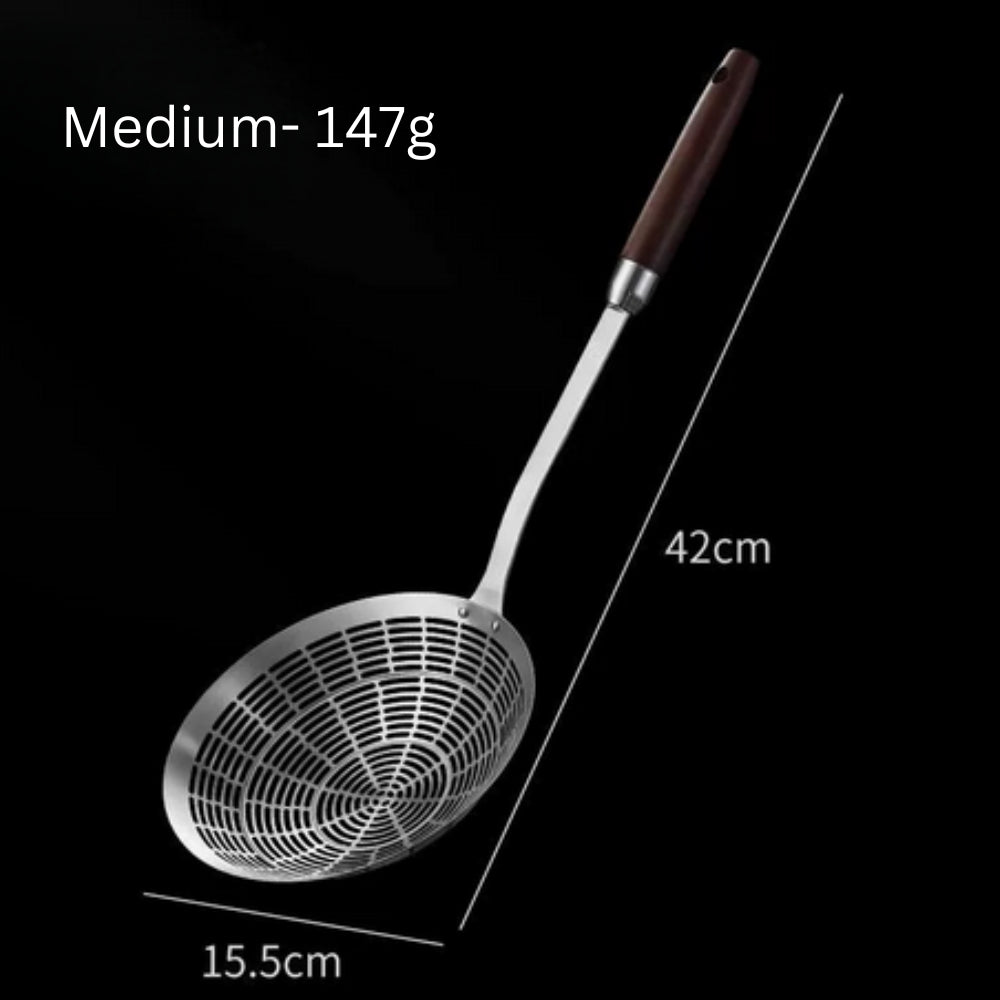 Stainless Steel Wooden Strainer Ladle — product feature detail