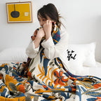 Sunrise Flora Cotton Blanket — product in use