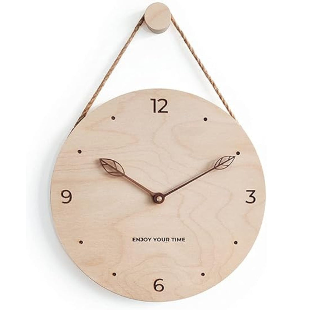 Minimalist Rope Wood Wall Clock — alternate angle view