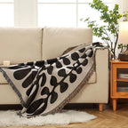 Retro Vine Cotton Woven Throw Blanket — product in use