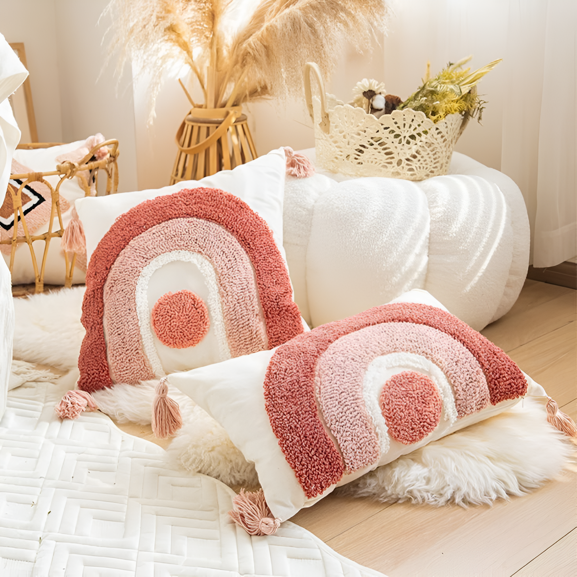 Tufted Embroidered Boho Cushion Cover — main product photo