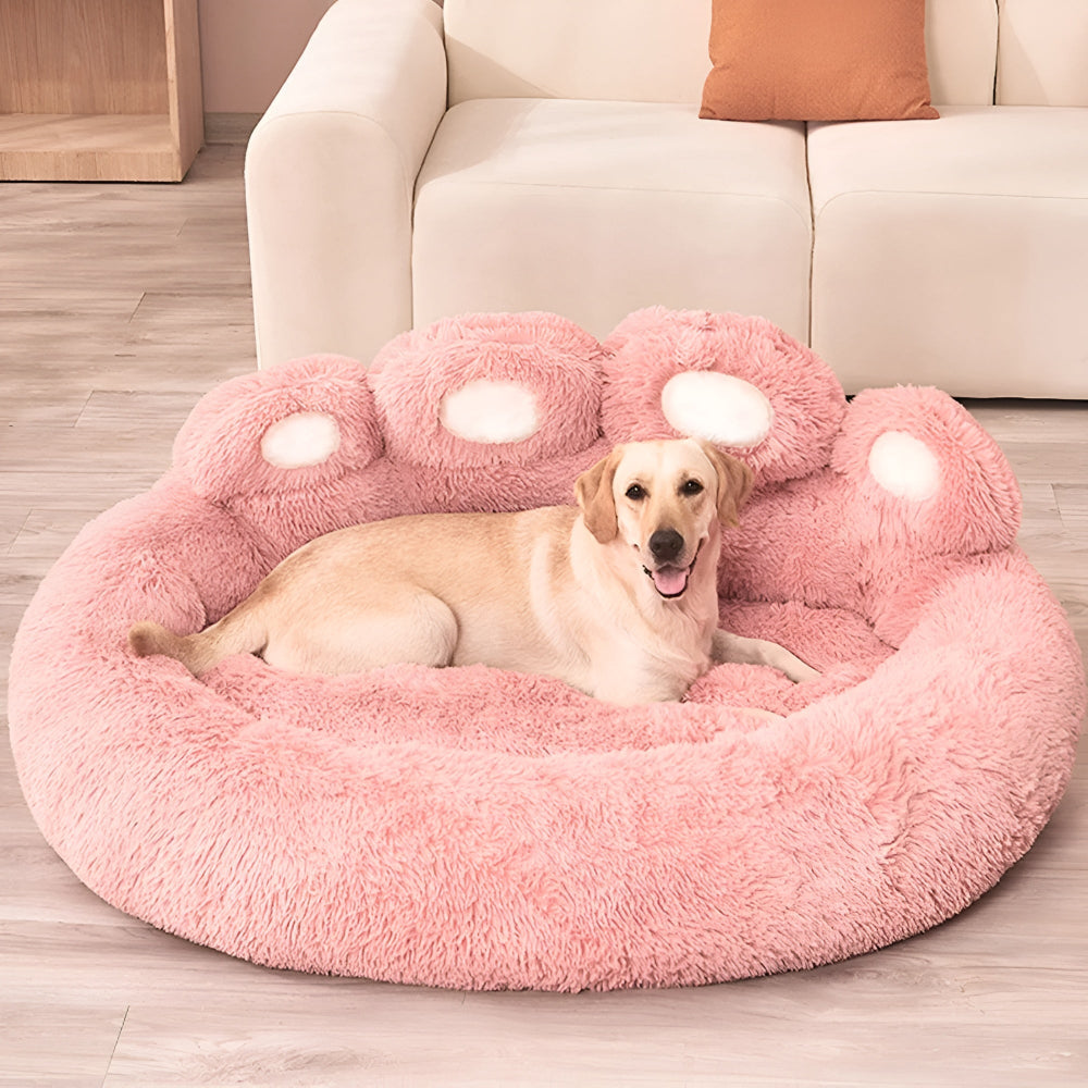 Furry Paw-Shaped Pet Bed — size and scale reference