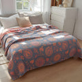 Rustic Floral Cotton Reversible Blanket — alternate angle view