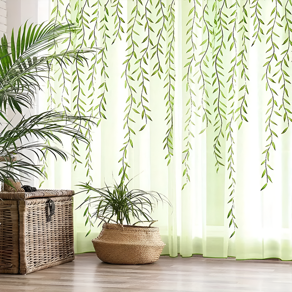Willow Leaf Strip Window Curtains — product in use