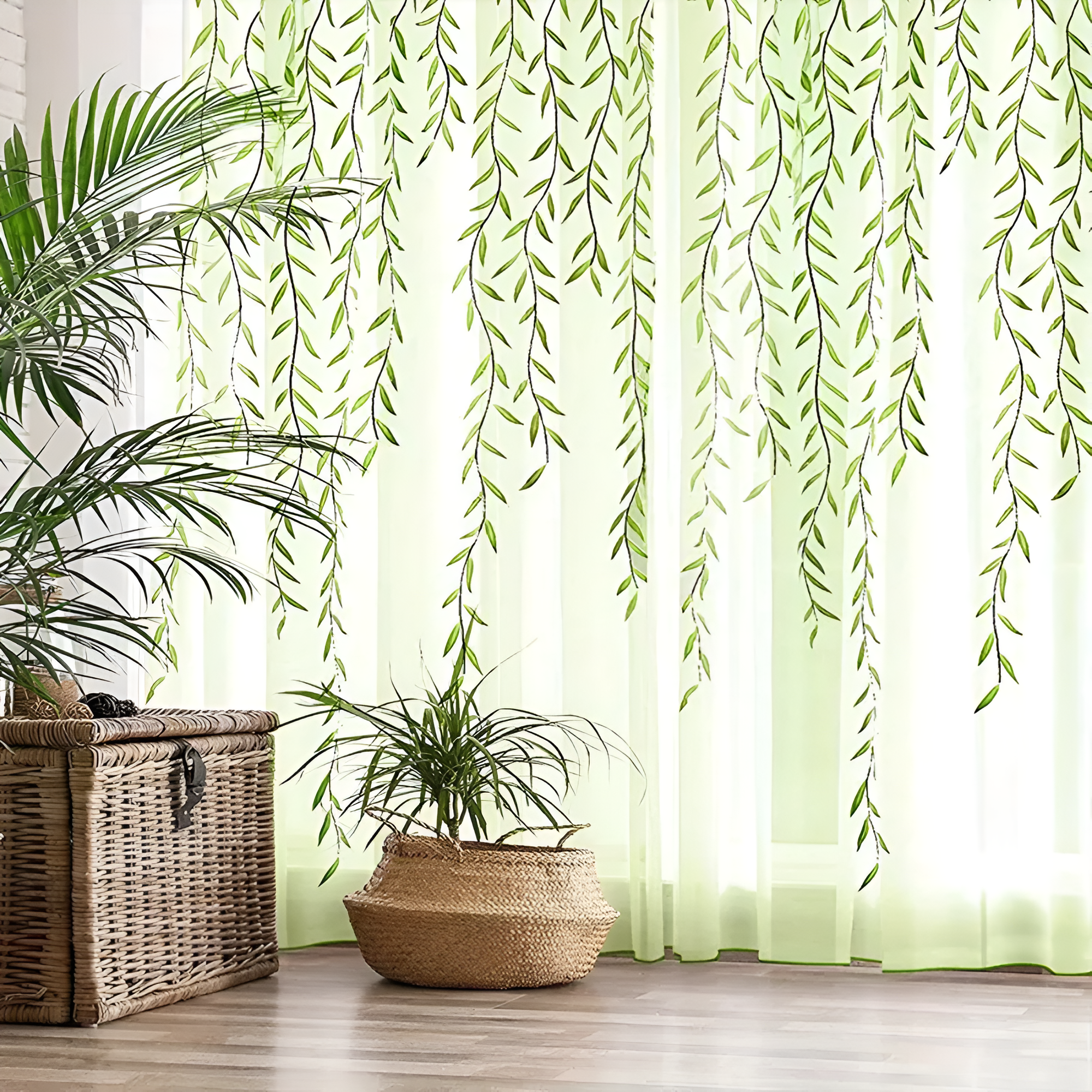 Willow Leaf Strip Window Curtains — product in use