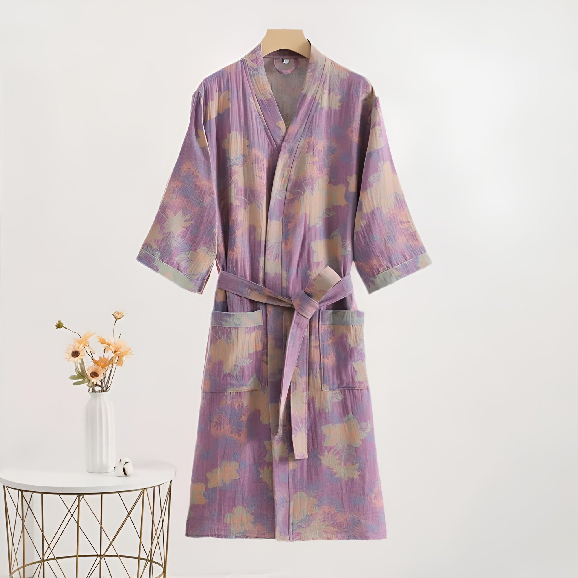 Lavender Dreams Cotton Kimono Robe — main product photo