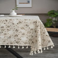 Dandelion Beige Tassel Tablecloth — main product photo