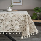 Dandelion Beige Tassel Tablecloth — main product photo