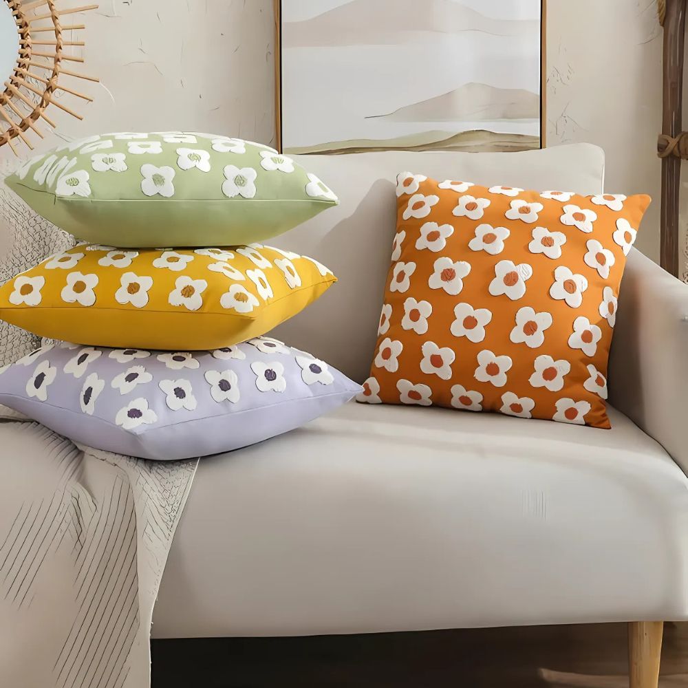 Lustrous Floral Embroidered Cushion Cover — product detail view
