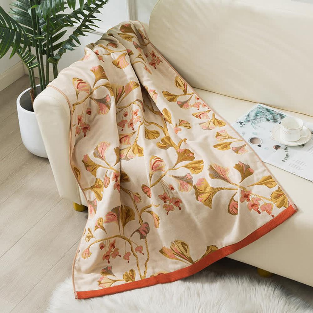 Ginkgo Leaf Cotton Gauze Towel — product detail view