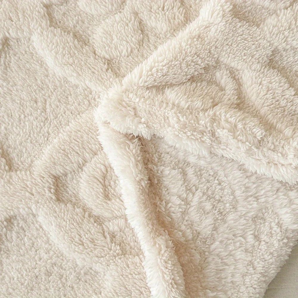 Leaf Embroidery Fleece Winter Blanket — product detail view