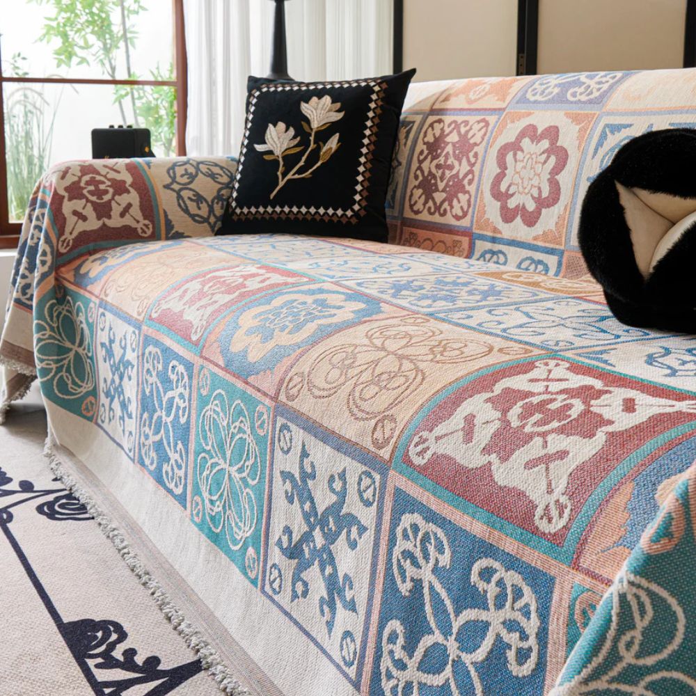 Vintage Mosaic Sofa Cover — product in use