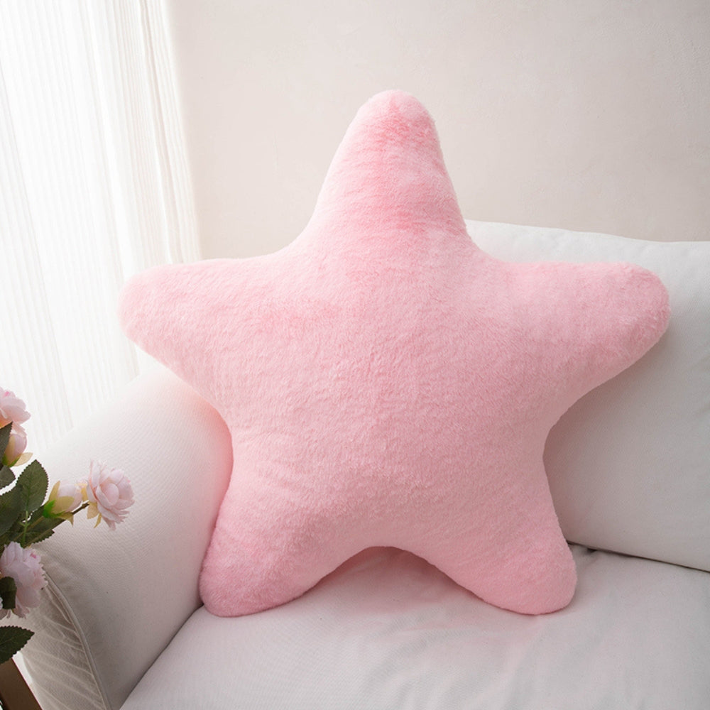Cuddly Pastel Fluffy Star Cushion — alternate angle view