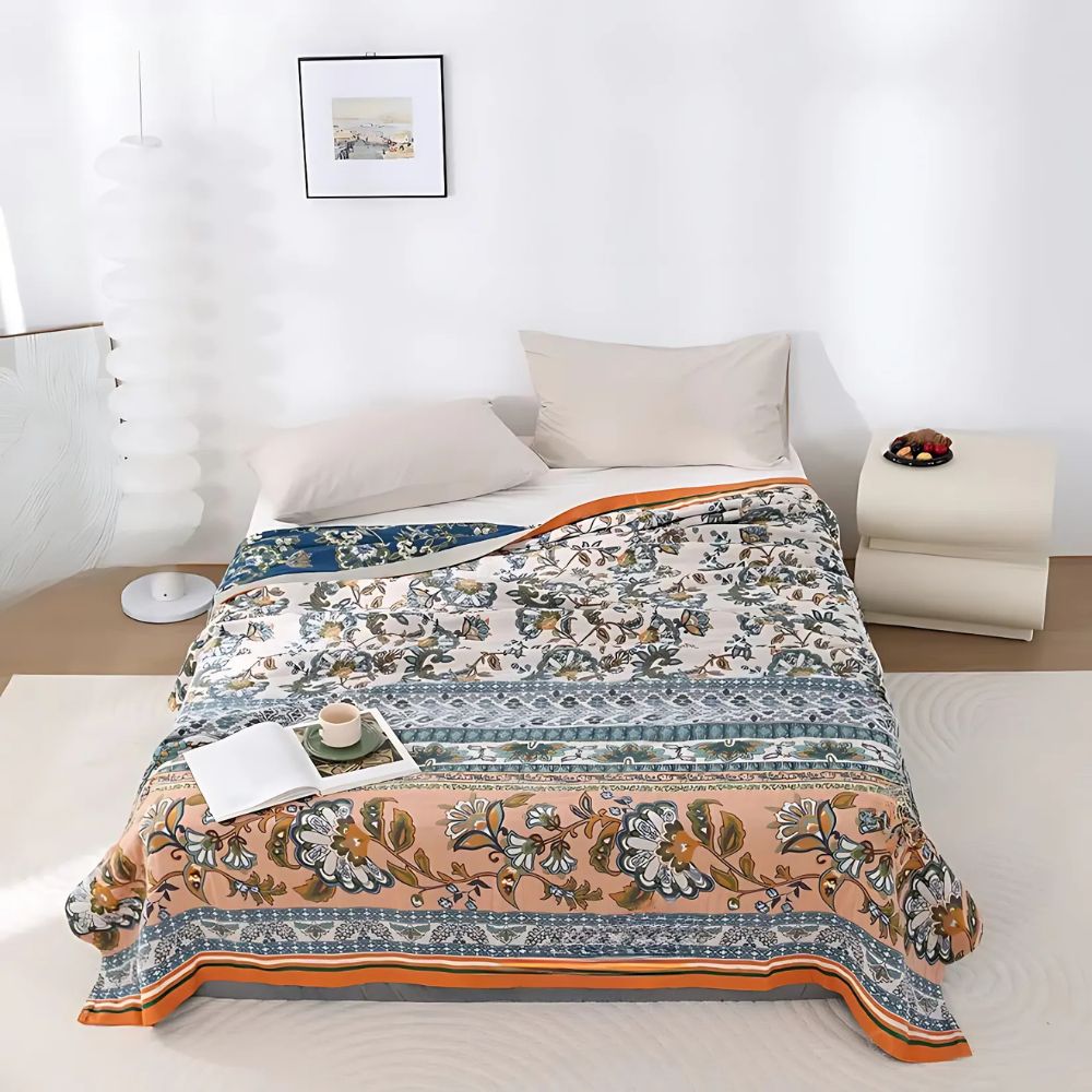Meadow Bliss Boho Floral Blanket — main product photo