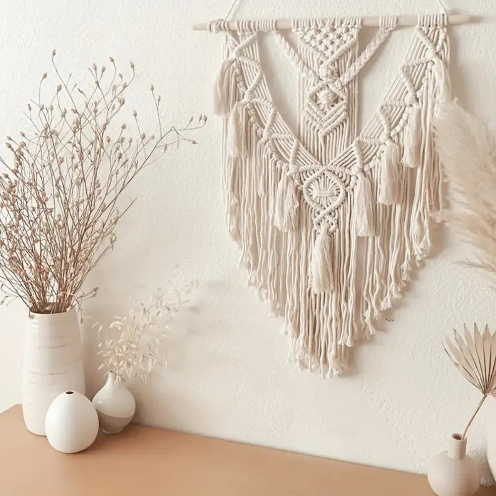 Fringed Geometric Wall Hanging Macrame — lifestyle shot