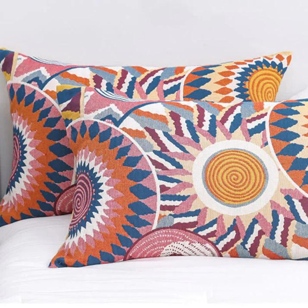 Nordic Sun Print Button Cotton Pillowcases (2pcs) — product detail view