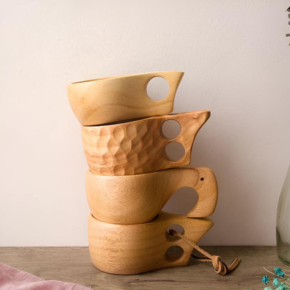 Rubberwood Artisan Mug Collection — product detail view