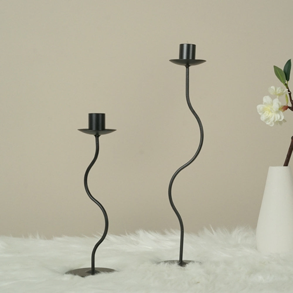 Sculpted Wavy Iron Candle Holder — product detail view