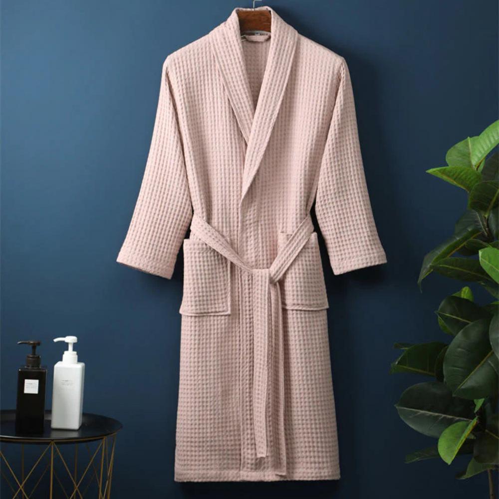 Waffle V-neck Bathrobe — size and scale reference