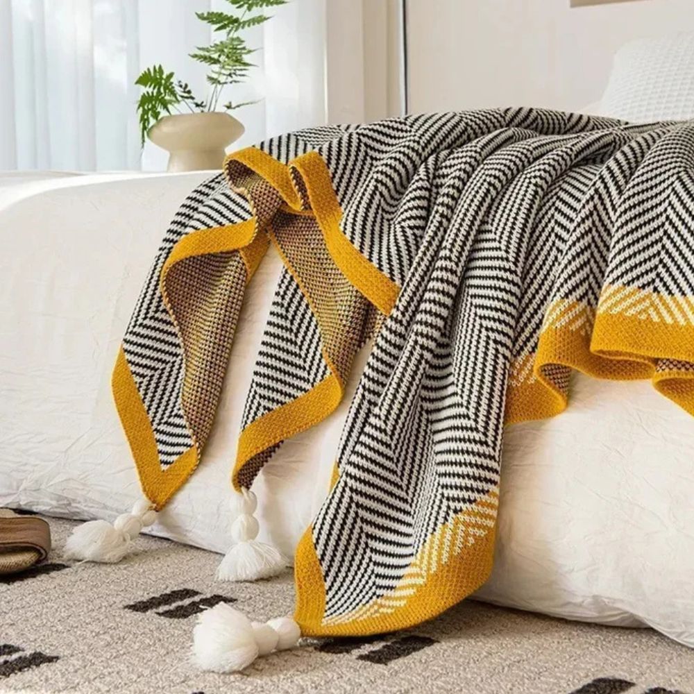 Golden Chevron Luxe Blanket — product in use