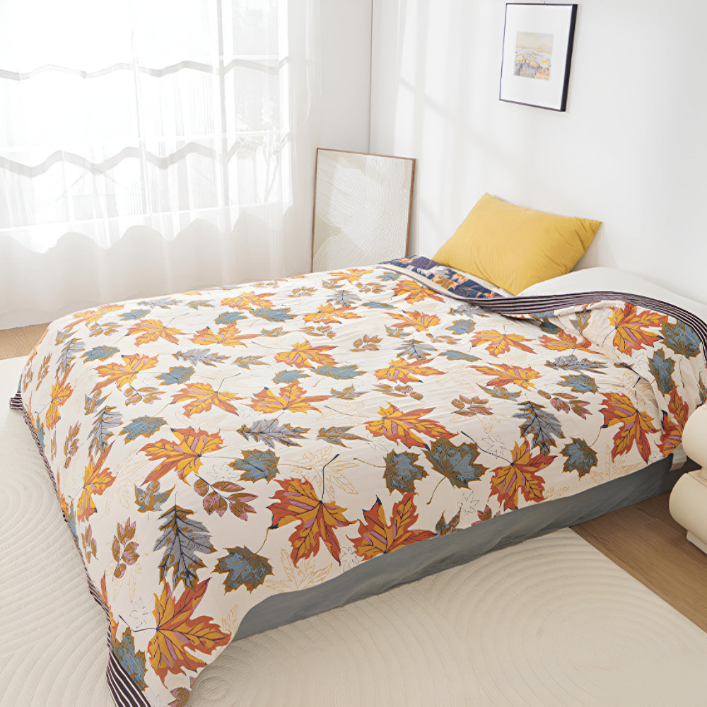 Maple Leaf Cotton Blanket — product in use