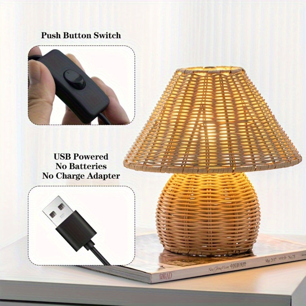 Noya Rattan Table Lamp Home Decor — product feature detail