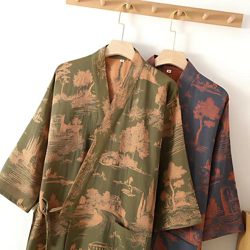 Serene Woodlands Kimono Robe — product detail view