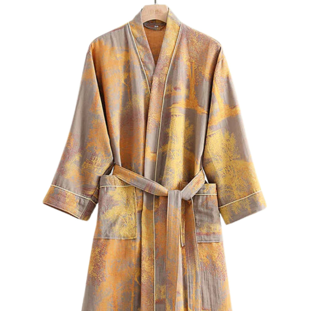 Soft Kimono-Style Cotton Bathrobe — product detail view