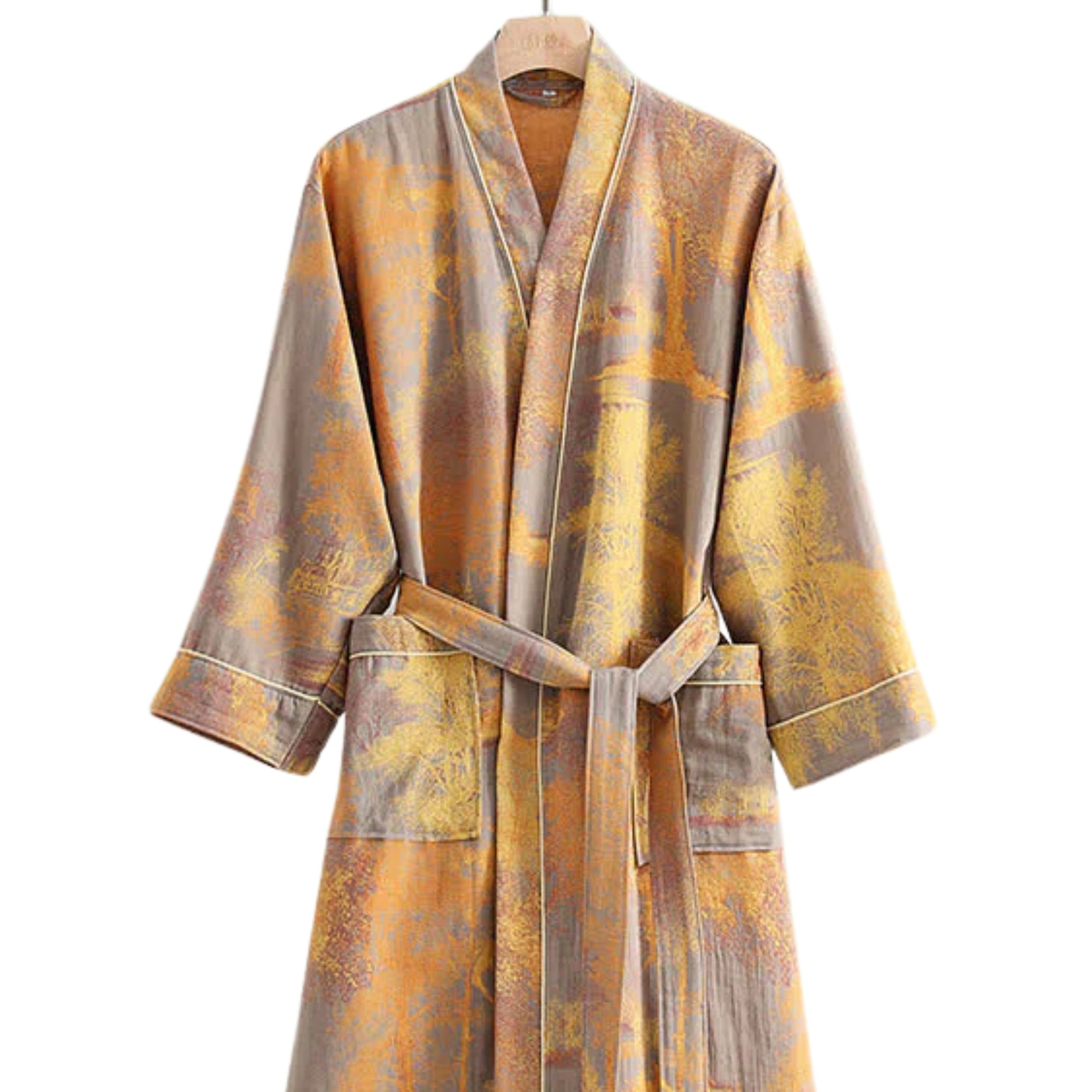 Soft Kimono-Style Cotton Bathrobe — product detail view