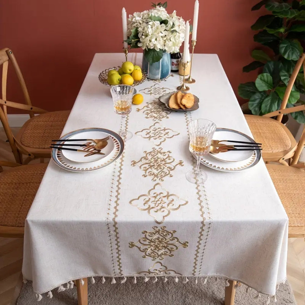 Sorella Luxe Embroidered Tablecloth — product close-up