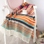 Rainbow Striped Tassel Blanket — product detail view
