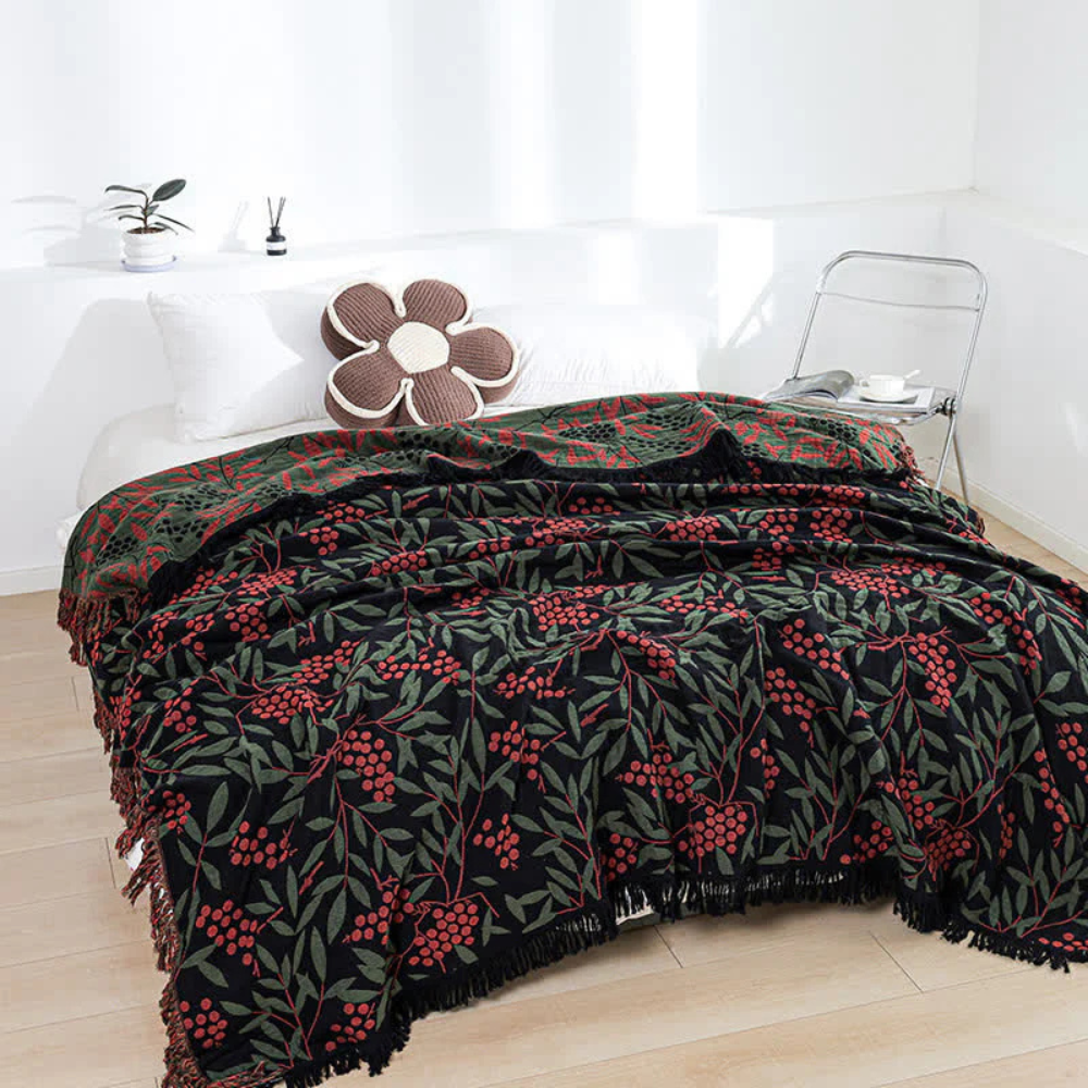 Vibrant Begonia Fruit Tassel Blanket — main product photo