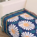 Bohemian Shiragiku Tassel Cotton Knit Blanket — product in use