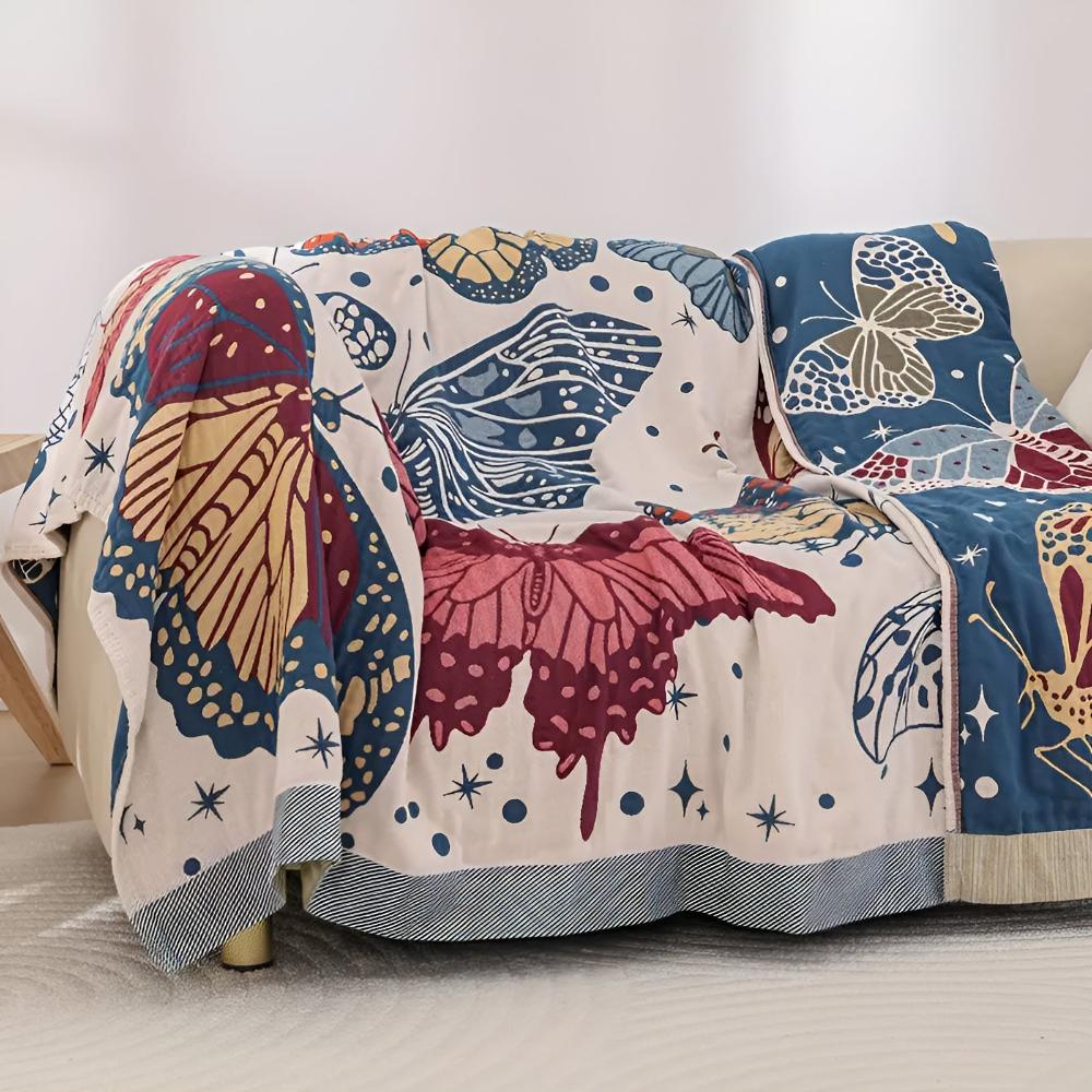 Butterfly Cotton Blanket — product in use