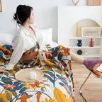 Sunrise Flora Cotton Blanket — product close-up