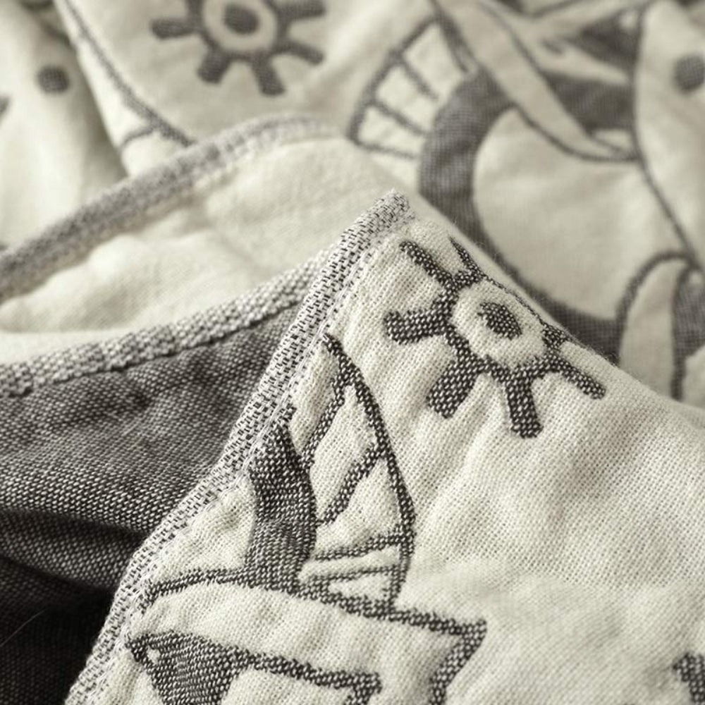 Mandala Art Pattern Reversible Cotton Blanket — product detail view