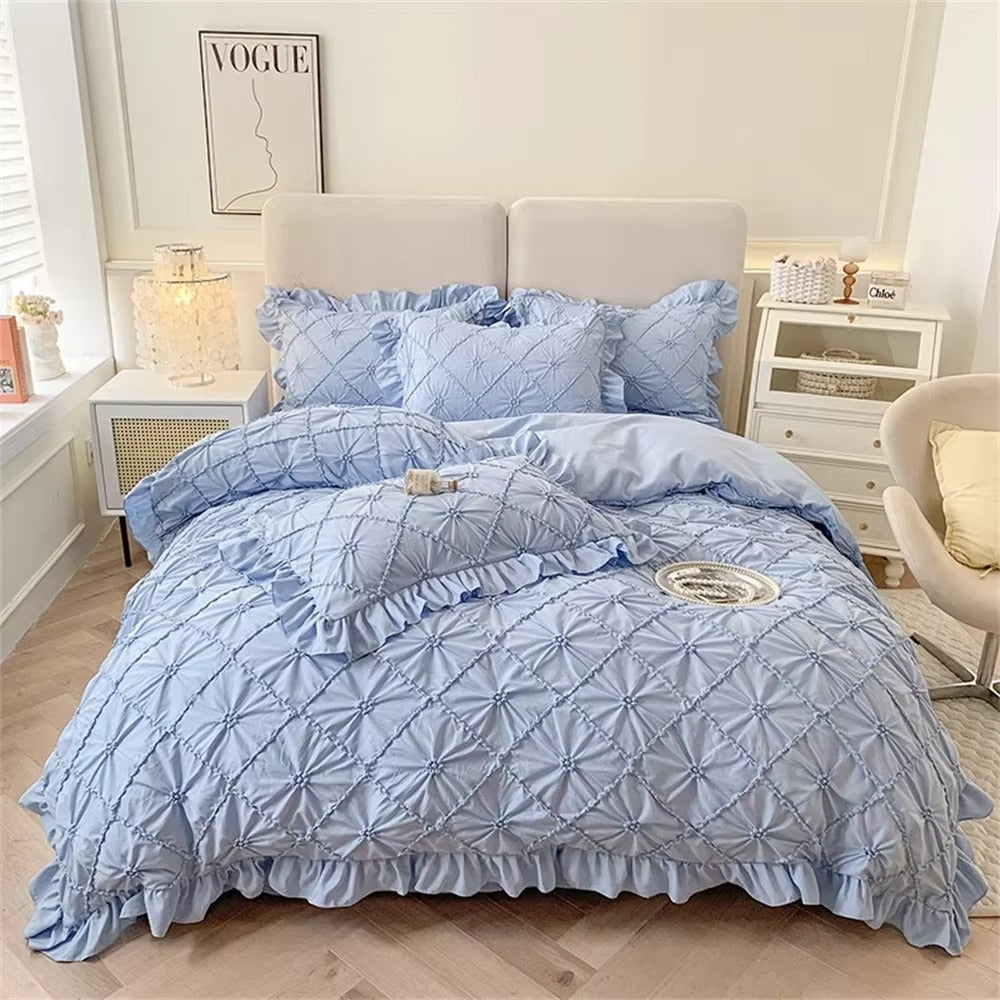Belle Cotton Plush Ruffle Bedding | 4pcs Set — size and scale reference