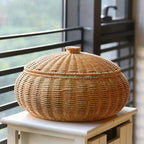 Dome-Shaped Knitted Rattan Basket with Lid — product feature detail