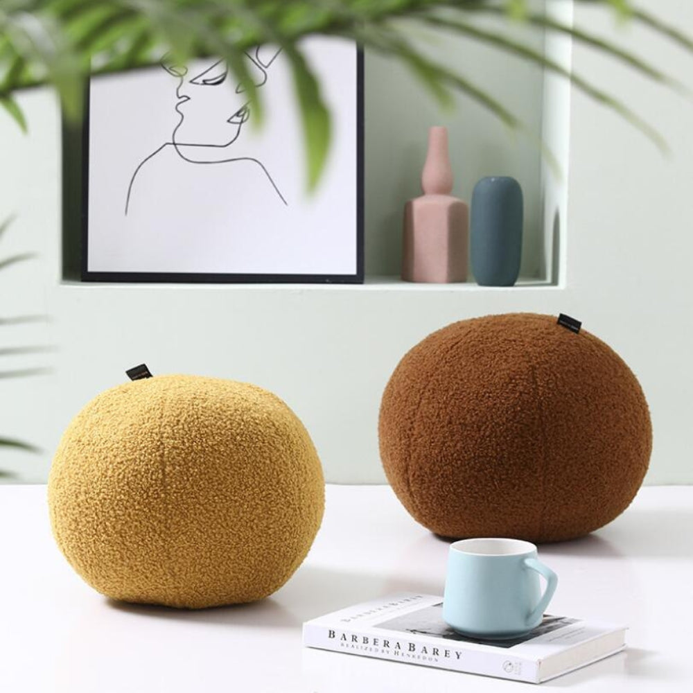Plush Ball Shaped Boucle Cushion — product detail view