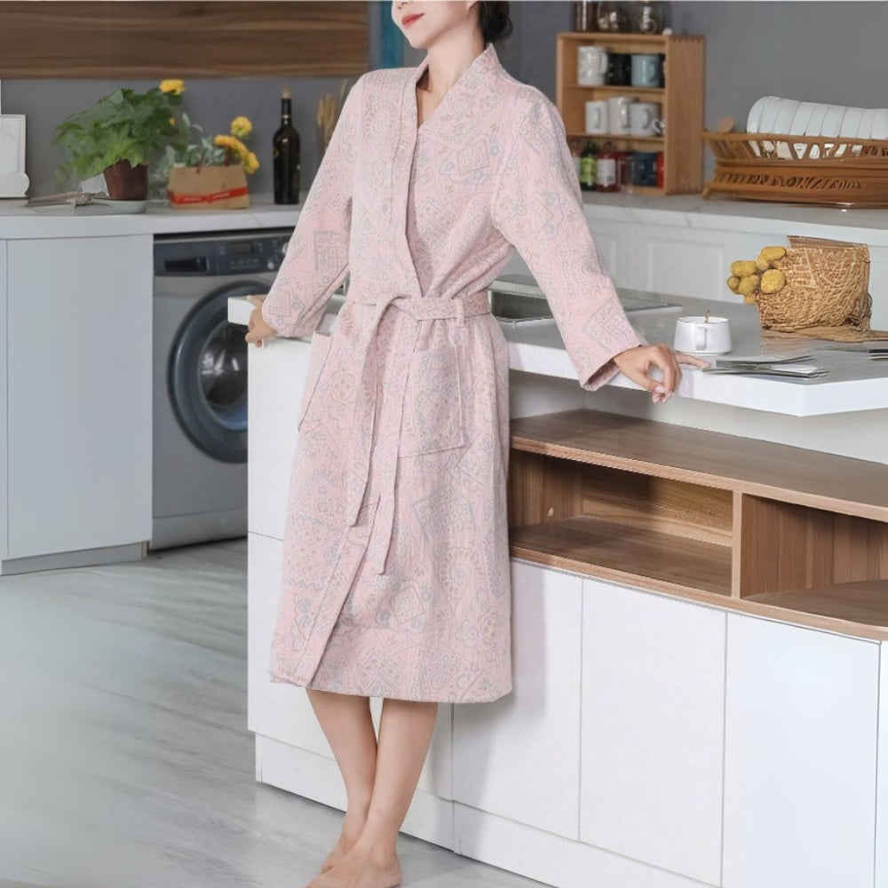 Plush Cotton Jacquard Bathrobe — product detail view