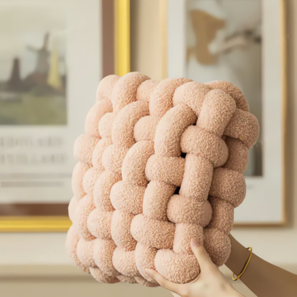 Plush Woven Knot Boucle Cushion — product detail view