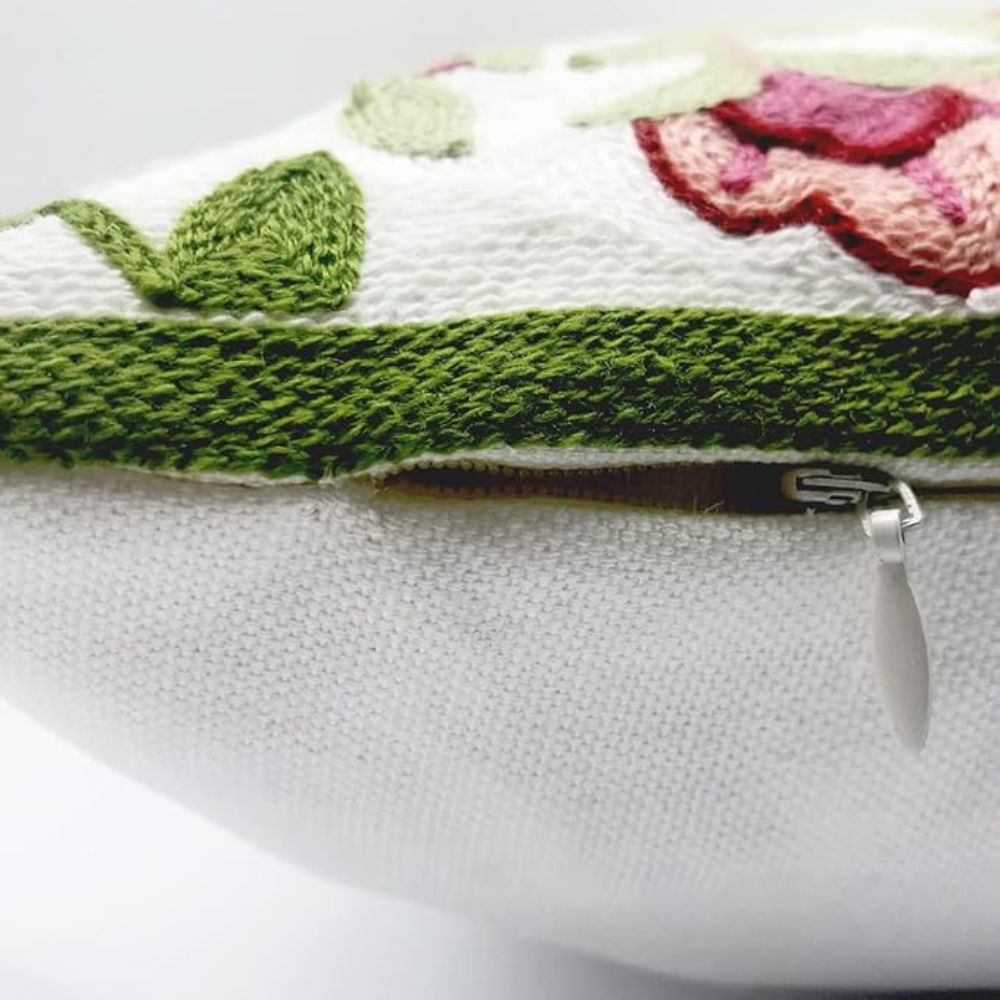 Ethereal Embroidery Floral Cushion Cover — product feature detail