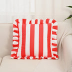 Retro Striped Ruffle Cushion Cover — product feature detail