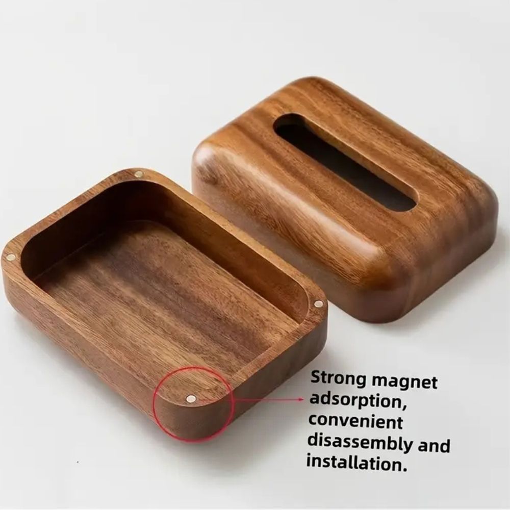 Earthtone Wooden Tissue Holder — product close-up