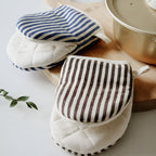Striped Heat-Resistant Kitchen Mitts — product in use
